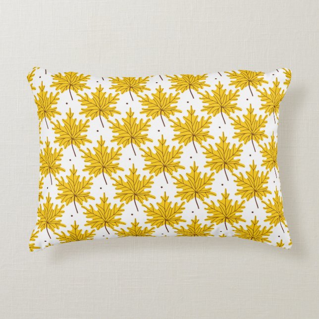 Yellow golden maple leaves seamless pattern. Autum Decorative Cushion (Front)