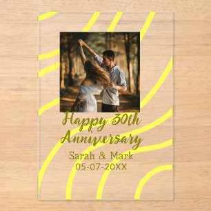 Yellow golden photo 30th wedding anniversary name acrylic invitations