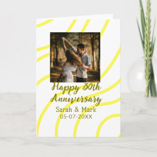 Yellow golden photo 30th wedding anniversary name  card