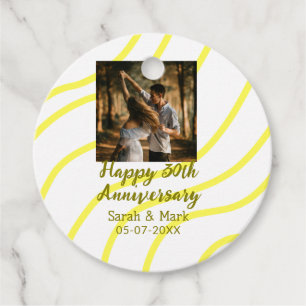 Yellow golden photo 30th wedding anniversary name  favour tags