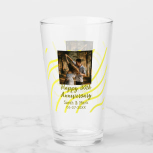 Yellow golden photo 30th wedding anniversary name  glass