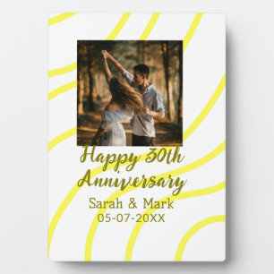 Yellow golden photo 30th wedding anniversary name plaque