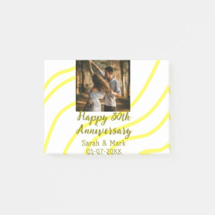 Yellow golden photo 30th wedding anniversary name  post-it notes