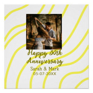 Yellow golden photo 30th wedding anniversary name  poster