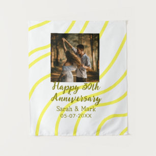 Yellow golden photo 30th wedding anniversary name  tapestry