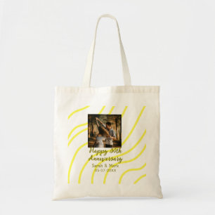 Yellow golden photo 30th wedding anniversary name  tote bag
