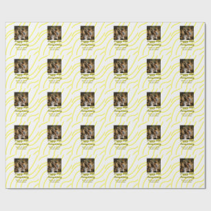 Yellow golden photo 30th wedding anniversary name wrapping paper