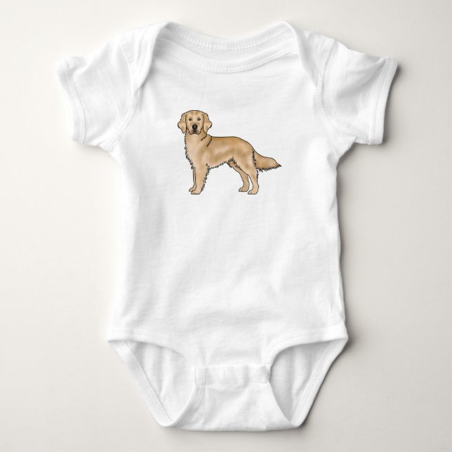 Yellow Golden Retriever Adorable Cartoon Dog Baby Bodysuit (Front)