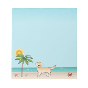 Yellow Golden Retriever At A Tropical Summer Beach Notepad