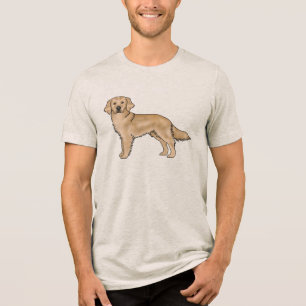 Yellow Golden Retriever Cute Cartoon Dog Artwork Tri-Blend Shirt