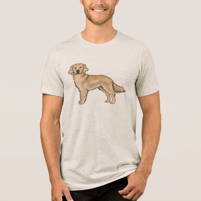 Yellow Golden Retriever Cute Cartoon Dog Artwork Tri-Blend Shirt (Front)