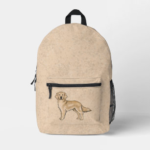 Yellow Golden Retriever Cute Cartoon Dog Beige Printed Backpack