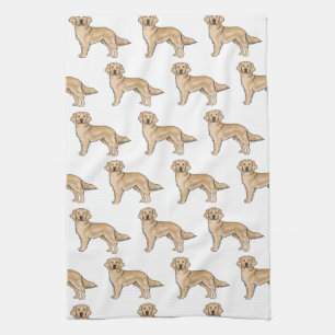 Yellow Golden Retriever Cute Cartoon Dog Pattern Tea Towel