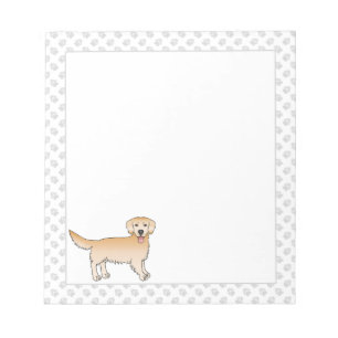 Yellow Golden Retriever Cute Cartoon Dog With Paws Notepad