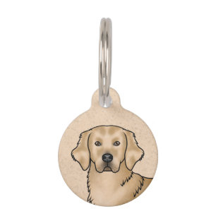 Yellow Golden Retriever Cute Dog Head Portrait Pet Tag