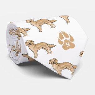 Yellow Golden Retriever Pattern Custom Monogram Tie
