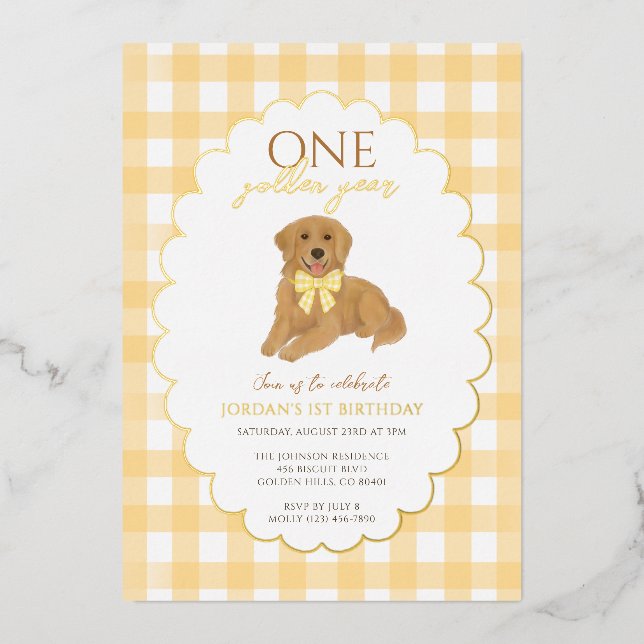 Yellow Golden Retriever Puppy Pawty 1st Birthday (Front)