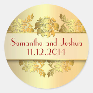 yellow golden save the date stickers