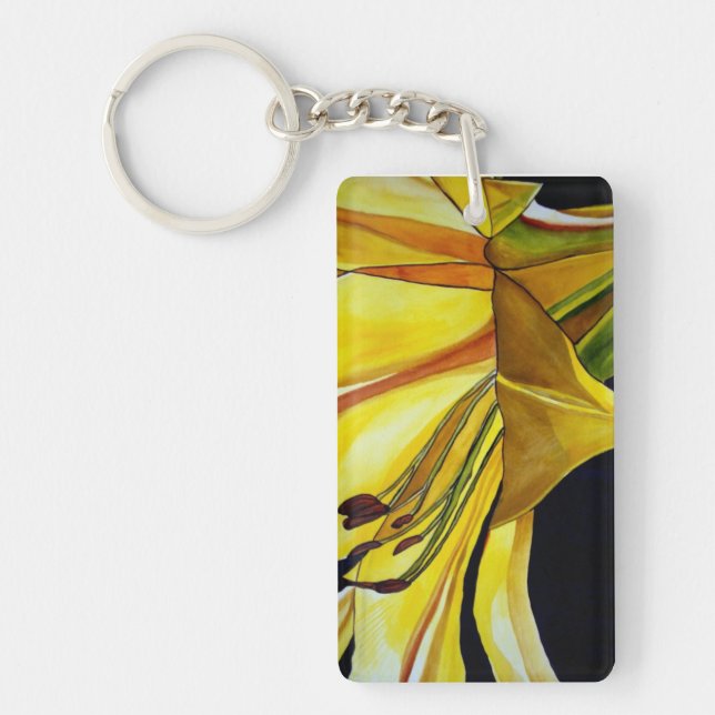 Yellow Golden Splendour lily art keychain (Front)