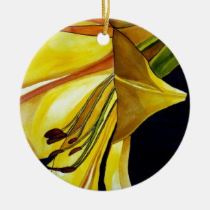 Yellow Golden Splendour lily original art Ceramic Ornament
