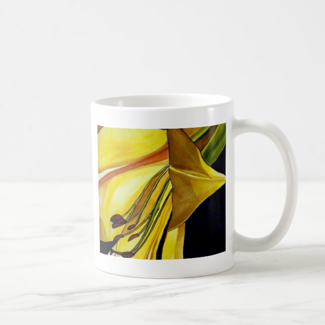 Yellow Golden Splendour lily original art Coffee Mug (Right)