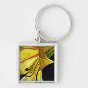 Yellow Golden Splendour lily original art Key Ring