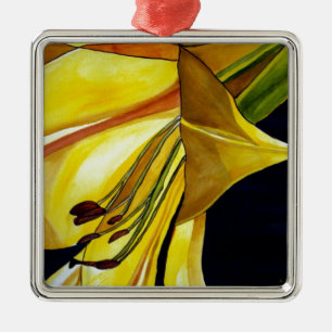 Yellow Golden Splendour lily original art Metal Ornament