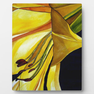 Yellow Golden Splendour lily original art Plaque