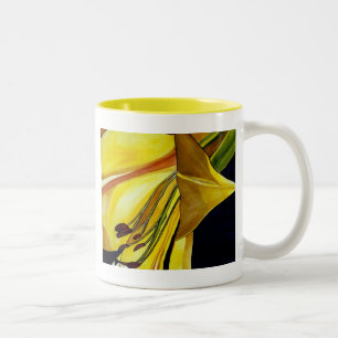 Yellow Golden Splendour lily original art Two-Tone Coffee Mug