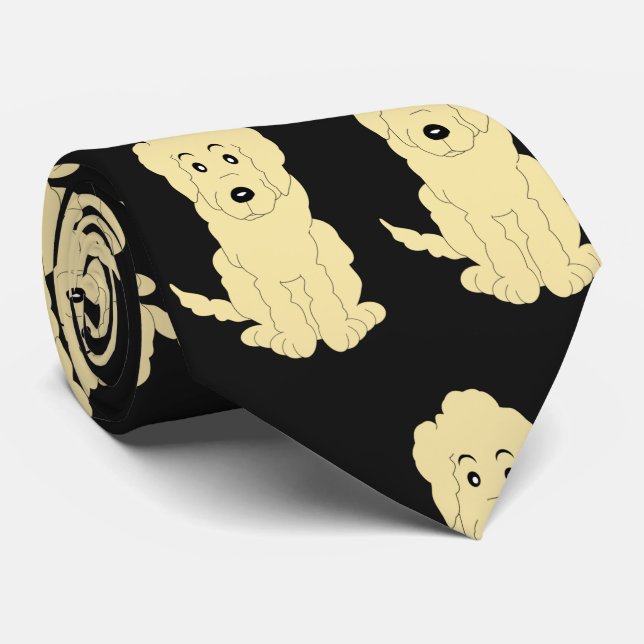 Yellow Goldendoodle Design Any Colour Background Tie (Rolled)