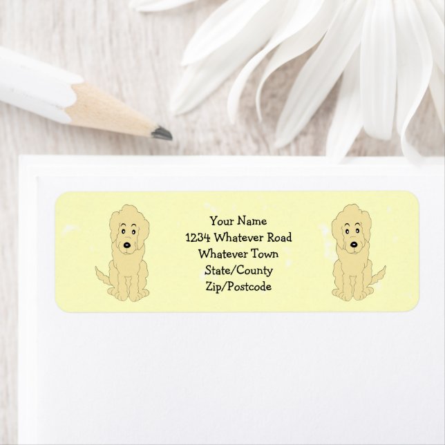 Yellow Goldendoodle Dog Design Return Address Label (Insitu)