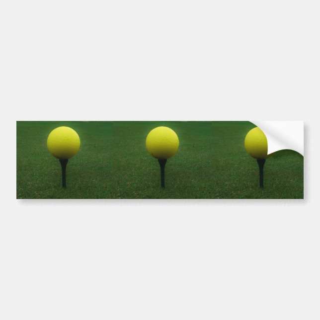 Yellow Golf Ball on a mountain golf course Bumper Sticker (Front)