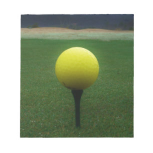 Yellow Golf Ball on a mountain golf course Notepad