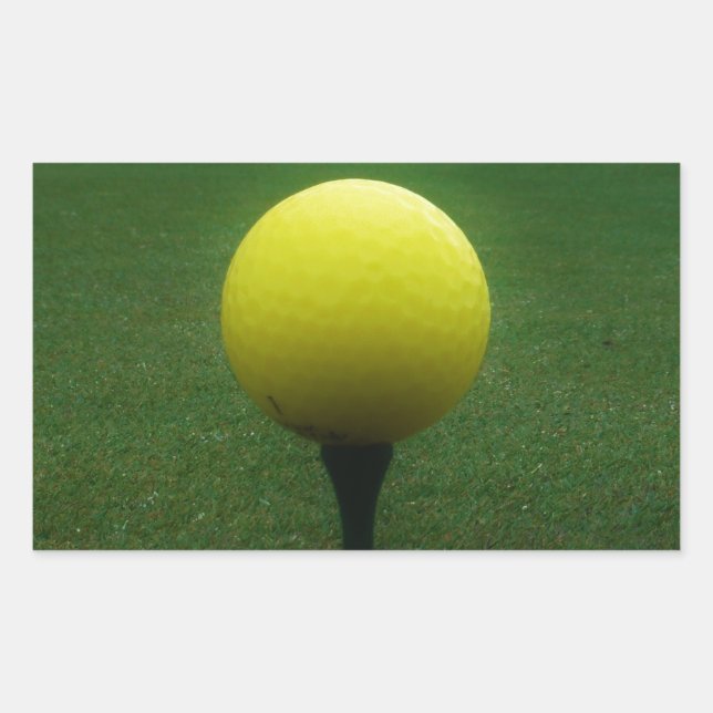 Yellow Golf Ball on a mountain golf course Rectangular Sticker (Front)
