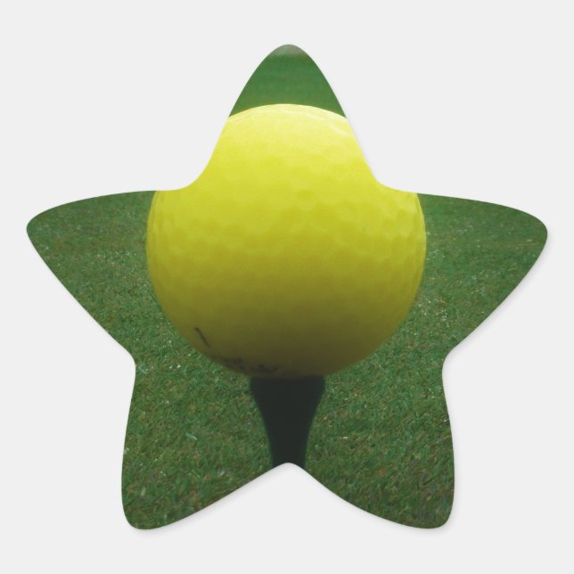 Yellow Golf Ball on a mountain golf course Star Sticker (Front)