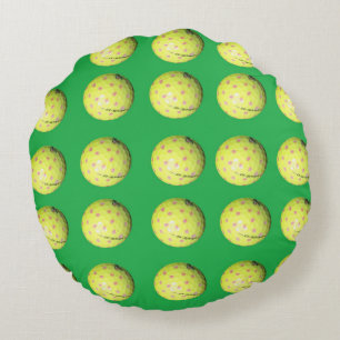 Yellow Golf Balls On Green, Round Cushion