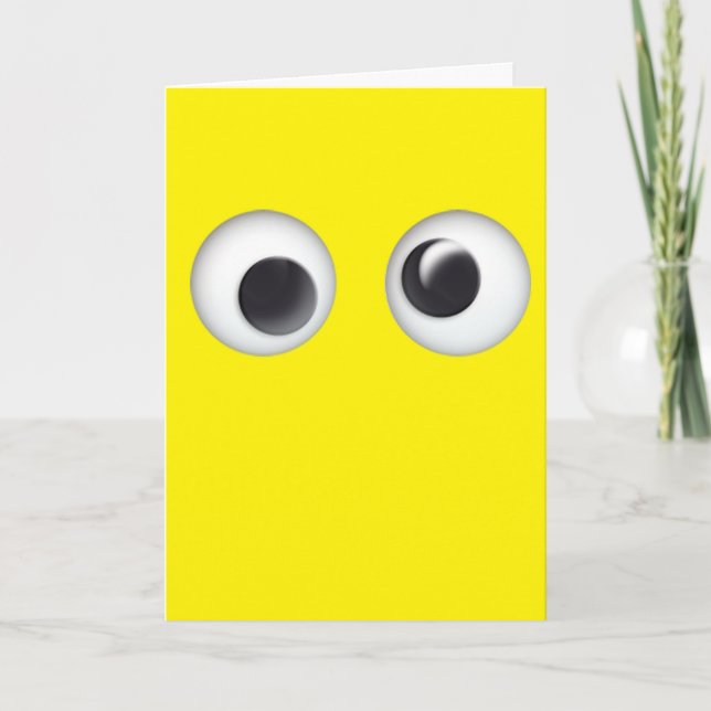 Yellow Googly Eyes Happy Birthday Card (Front)