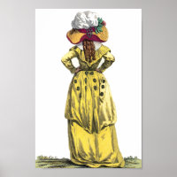 Yellow Gown French Lady Regency Fashion Drawing