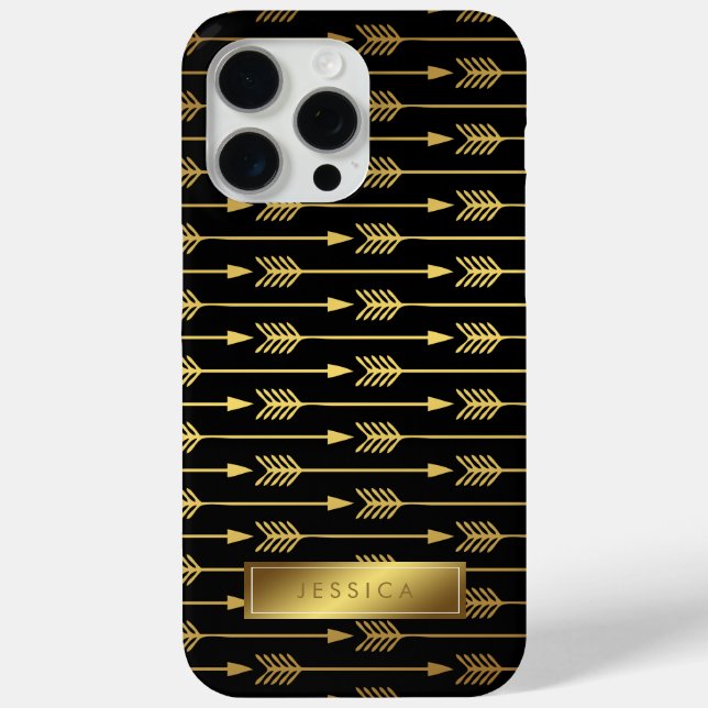 Yellow Gradient and Black Arrows Pattern Case-Mate iPhone Case (Back)