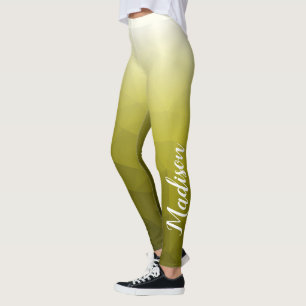 Yellow Gradient Geometric Mesh Pattern Custom name Leggings