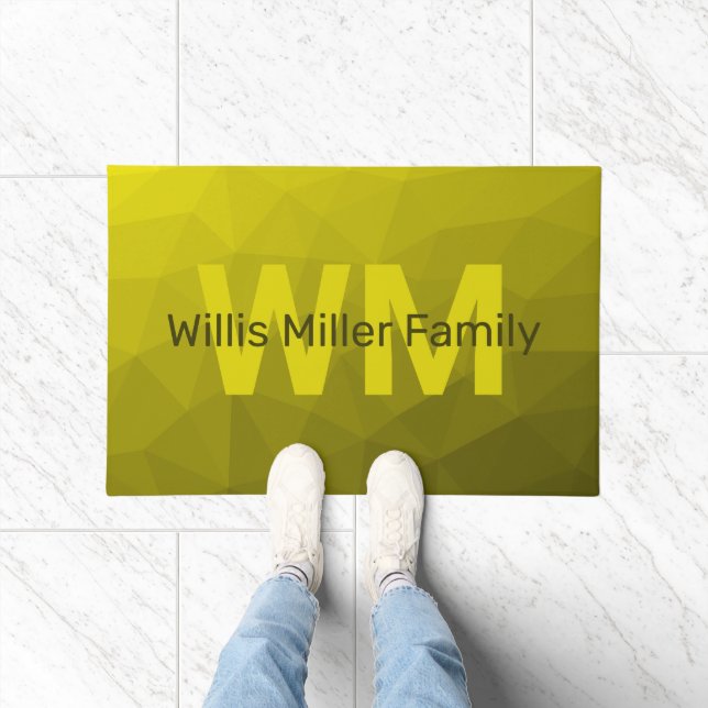 Yellow gradient geometric mesh pattern Monogram Doormat (Indoor)