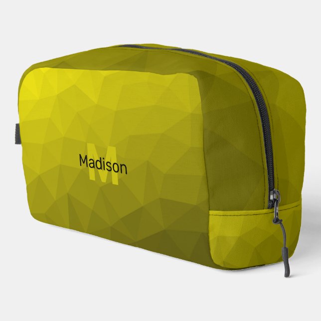Yellow gradient geometric mesh pattern Monogram Dopp Kit (Right Corner)
