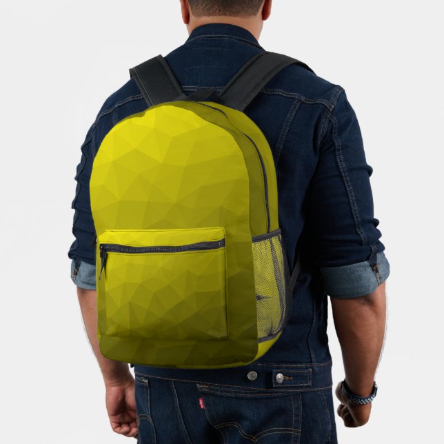 Yellow gradient geometric mesh pattern printed backpack (Insitu (Model))