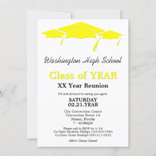 Yellow Graduation Caps Class Reunion Template