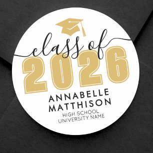 Yellow Graduation Classic Round Sticker
