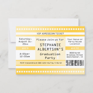 Yellow Graduation or Party Admission Ticket Invitation