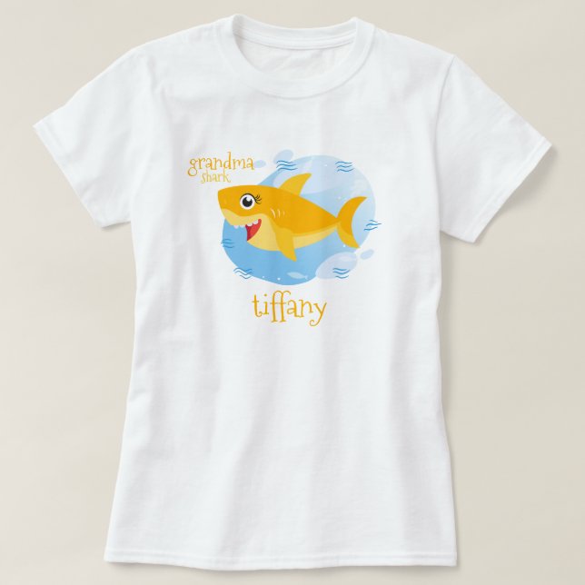 Yellow Grandma Shark T-Shirt (Design Front)