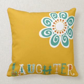 Yellow graphic flower laughter pillow