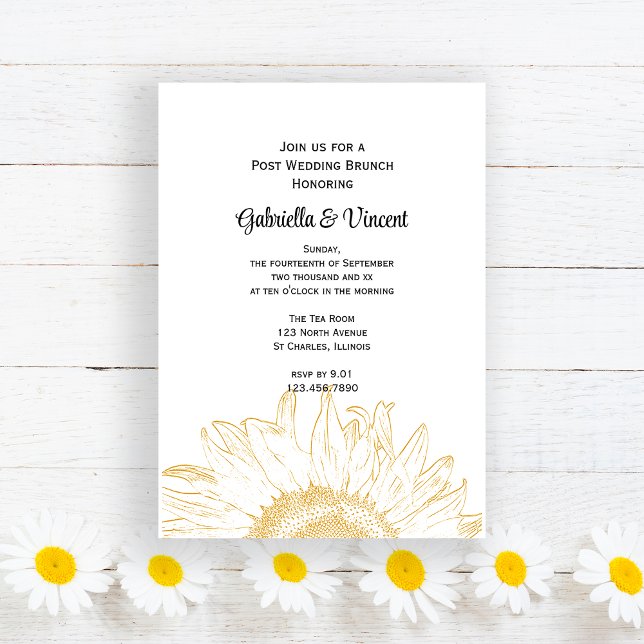 Yellow Graphic Sunflower Post Wedding Brunch Invitation (Creator Uploaded)