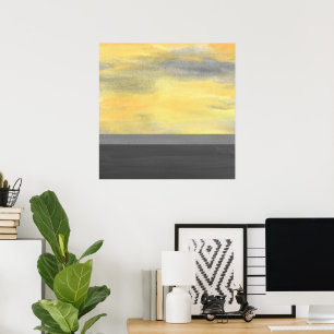 Yellow Gray Abstract Modern Poster